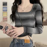 グラデーションボーダー柄ニット | LADY LIKE  | 詳細画像1 