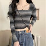 グラデーションボーダー柄ニット | LADY LIKE  | 詳細画像6 