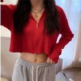 レッド | ダブルジップコンパクトニットパーカー | LADY LIKE 