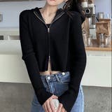 ブラック | ダブルジップコンパクトニットパーカー | LADY LIKE 