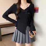 サテンベルト付きアシンメトリートップス | LADY LIKE | 詳細画像2