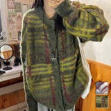 丸首チェックオーバーサイズカーディガン | LADY LIKE  | 詳細画像1 