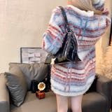 丸首チェックオーバーサイズカーディガン | LADY LIKE  | 詳細画像4 