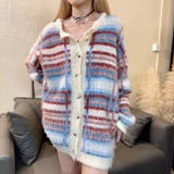 ホワイト | 丸首チェックオーバーサイズカーディガン | LADY LIKE 