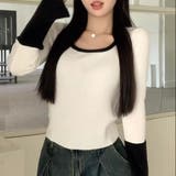 バイカラーフレアスリーブリブニット | LADY LIKE | 詳細画像2