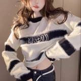 太ボーダーロゴ入りニット | LADY LIKE  | 詳細画像8 