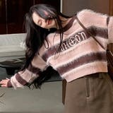 ピンク | 太ボーダーロゴ入りニット | LADY LIKE 