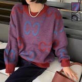 英字モチーフ丸首ニット | LADY LIKE | 詳細画像1