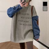 デニムスリーブ切替えニット | LADY LIKE  | 詳細画像1 