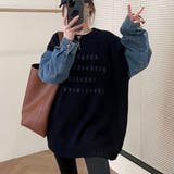 デニムスリーブ切替えニット | LADY LIKE  | 詳細画像3 