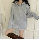 グレー | 【春夏新作】ドットボタン付きラウンドヘムパーカー | LADY LIKE