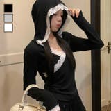 【春夏新作】レース付きカシュクールもちもちフーディ | LADY LIKE | 詳細画像1