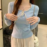 【春夏新作】サテンリボンレイヤー風トップス | LADY LIKE | 詳細画像2