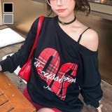 【春夏新作】チェックナンバーワンショルダースウェット | LADY LIKE | 詳細画像1