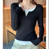 【春夏新作】レイヤード風スリットネックカットTシャツ | LADY LIKE  | 詳細画像12 