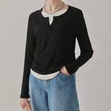 【春夏新作】レイヤード風スリットネックカットTシャツ | LADY LIKE  | 詳細画像15 