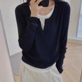 【春夏新作】レイヤード風スリットネックカットTシャツ | LADY LIKE  | 詳細画像2 
