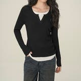 【春夏新作】レイヤード風スリットネックカットTシャツ | LADY LIKE  | 詳細画像9 