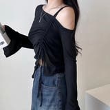 【春夏新作】シャーリングワンショルダーアシンメトリートップス | LADY LIKE | 詳細画像11