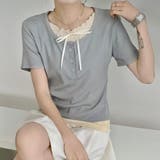 【春夏新作】胸リボンレイヤード風半袖トップス | LADY LIKE | 詳細画像10