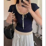 【春夏新作】胸リボンレイヤード風半袖トップス | LADY LIKE | 詳細画像6