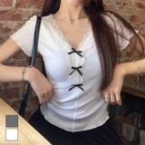 【春夏新作】リボンレースV開きトップス | LADY LIKE  | 詳細画像1 