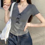 【春夏新作】リボンレースV開きトップス | LADY LIKE  | 詳細画像6 