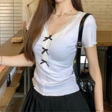 【春夏新作】リボンレースV開きトップス | LADY LIKE  | 詳細画像9 