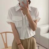 【春夏新作】胸ポケット付きクロップド丈半袖シャツ | LADY LIKE | 詳細画像3