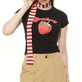 ブラック | 【春夏新作】ストロベリープリントコンパクト半袖Tシャツ | LADY LIKE 