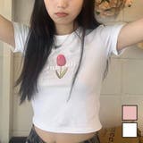 【春夏新作】チューリッププリント半袖Tシャツ | LADY LIKE | 詳細画像1