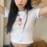 ホワイト | 【春夏新作】チューリッププリント半袖Tシャツ | LADY LIKE