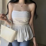 【春夏新作】バルーンヘムバックシャーリングベアトップ | LADY LIKE | 詳細画像12