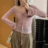 【春夏新作】胸リボンデコルテ空きシアートップス | LADY LIKE  | 詳細画像2 