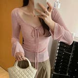 【春夏新作】胸リボンデコルテ空きシアートップス | LADY LIKE  | 詳細画像3 