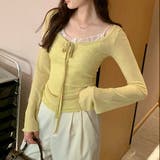 【春夏新作】胸リボンデコルテ空きシアートップス | LADY LIKE  | 詳細画像6 