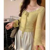 イエロー | 【春夏新作】胸リボンデコルテ空きシアートップス | LADY LIKE 