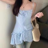 サックス | 【春夏新作】ランダムヘムキャミチュニック | LADY LIKE