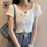 【春夏新作】フロントリボンメローステッチ半袖ニット | LADY LIKE | 詳細画像6