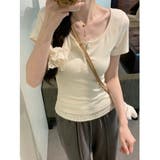 【春夏新作】ヘンリーネックレイヤード風半袖トップス | LADY LIKE | 詳細画像7