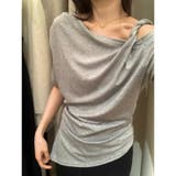 【春夏新作】ワンショルダーアシンメトリー半袖トップス | LADY LIKE  | 詳細画像12 