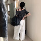 【春夏新作】ワンショルダーアシンメトリー半袖トップス | LADY LIKE  | 詳細画像18 