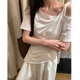 【春夏新作】ワンショルダーアシンメトリー半袖トップス | LADY LIKE  | 詳細画像8 