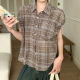 【春夏新作】フレンチスリーブ半袖チェックシャツ | LADY LIKE | 詳細画像2