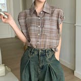 【春夏新作】フレンチスリーブ半袖チェックシャツ | LADY LIKE | 詳細画像5