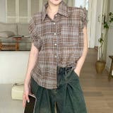 【春夏新作】フレンチスリーブ半袖チェックシャツ | LADY LIKE | 詳細画像7
