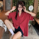 【春夏新作】ピンストライプゆったりオープンカラーシャツ | LADY LIKE  | 詳細画像3 