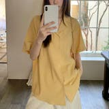 イエロー | 【春夏新作】ピンストライプゆったりオープンカラーシャツ | LADY LIKE 