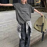 チャコールグレー | 【春夏新作】メッセージロゴオーバーサイズ半袖Tシャツ | LADY LIKE