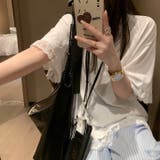 【春夏新作】レーストリミングゆったり半袖Tシャツ | LADY LIKE | 詳細画像15